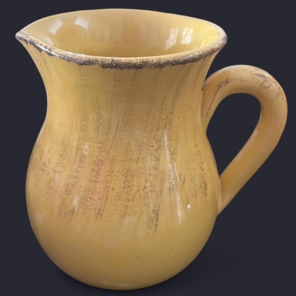Vintage Yellow Ceramic Pitcher, handcrafted in Italy